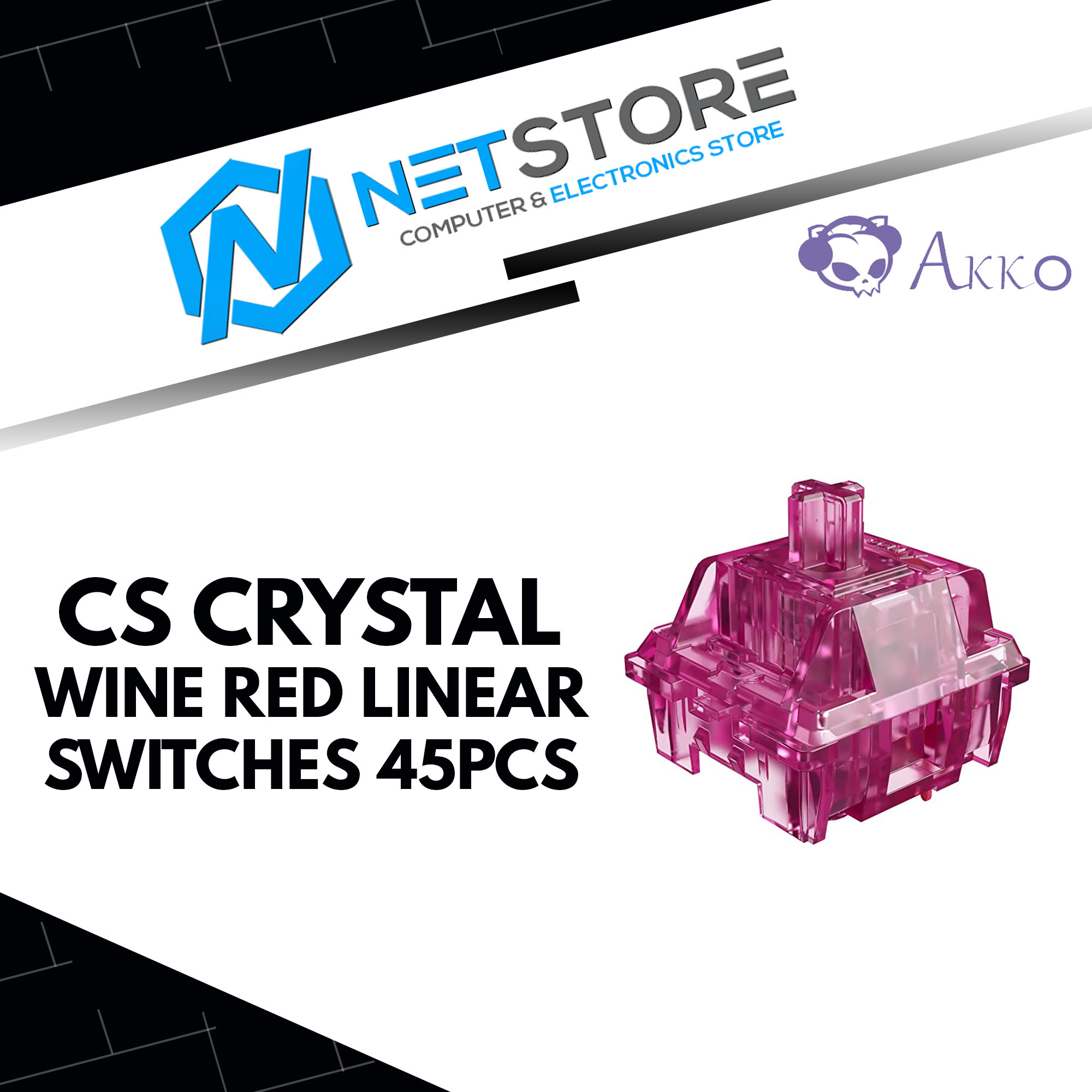 AKKO CS CRYSTAL WINE RED LINEAR SWITCHES 45PCS - 6925758621311