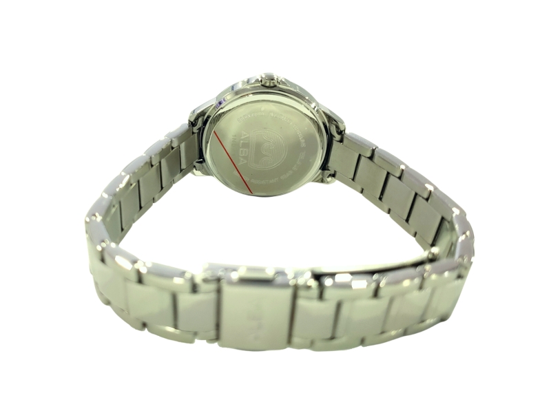 ALBA Ladies Analog Sapphire Glass Silver Date Watch VJ22-X368SBLS