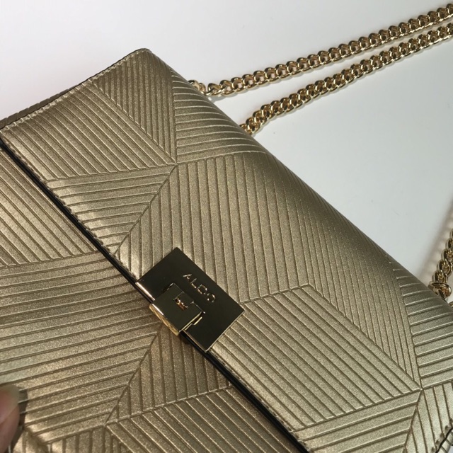 Aldo Faux Leather Gold Strap Sling Bag