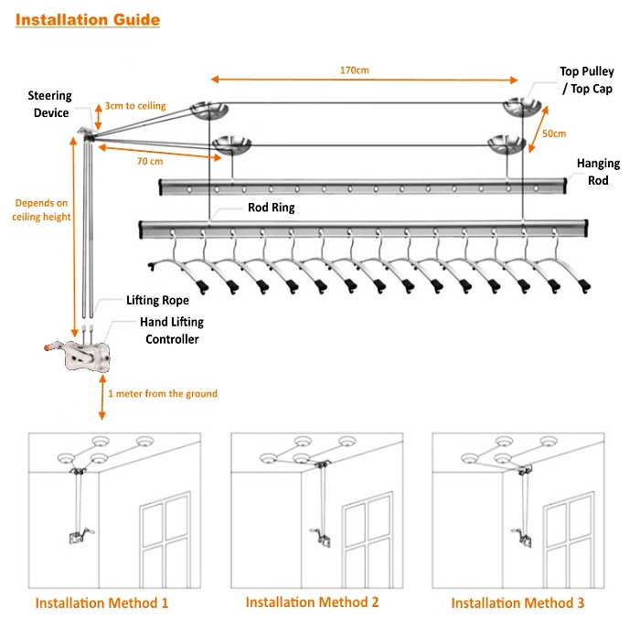 Aluminium Double Rail Ceiling Mount End 11 15 2020 2 39 Pm Aluminium Double Rail Ceiling Mounted Clothes Drying Rack 240cm