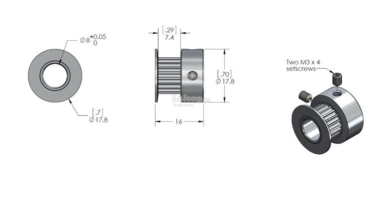 gt2 timing belt pulley