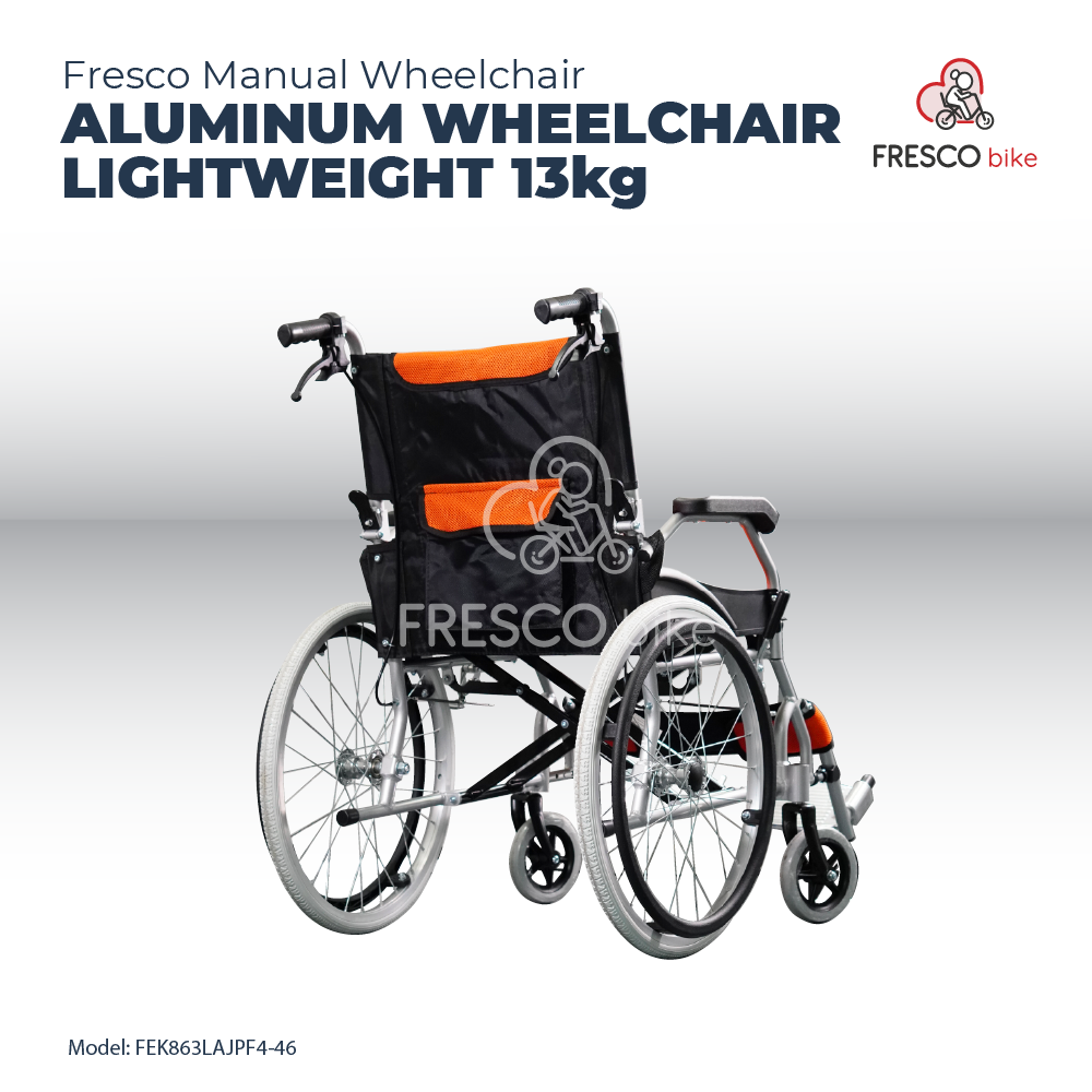 Aluminum Wheelchair Lightweight Orange 13kg Solid Tyre (Manual)