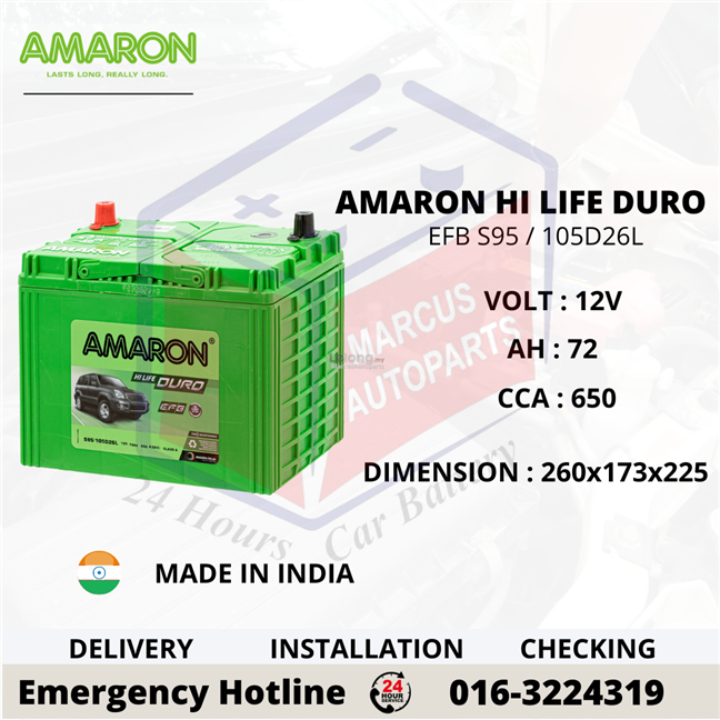 AMARON HI LIFE DURO EFB S95L / 105D26L AUTOMOTIVE CAR BATTERY