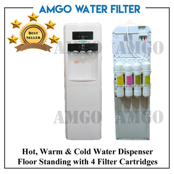 AMGO 11F Hot,Warm And Cold Water Dispenser With 4 Filter Cartridge