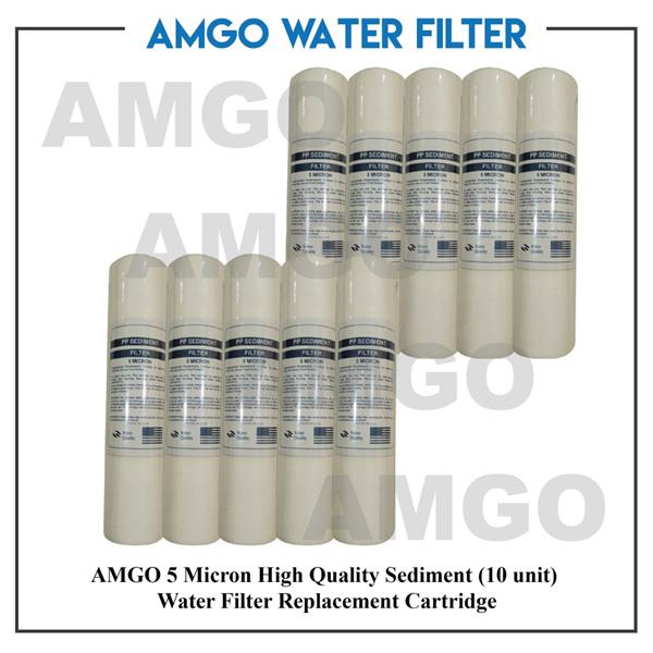 AMGO 5 Micron PP Fiber Cartridge(10 unit),Water Filter Replacement