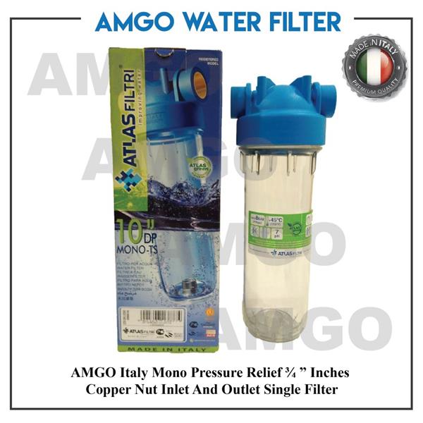 AMGO Italy Mono Water Filter Housing ¾ ” Copper Nut Inlet And Outlet