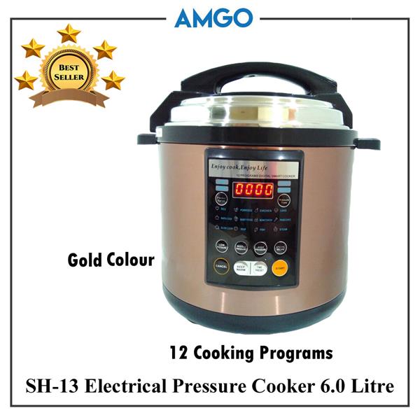 AMGO SH-13 Electric Pressure Cooker 6L [12 Cooking Programs](1000W)