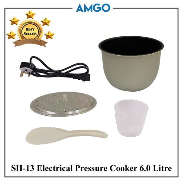 AMGO SH-13 Electric Pressure Cooker 6L [12 Cooking Programs](1000W)