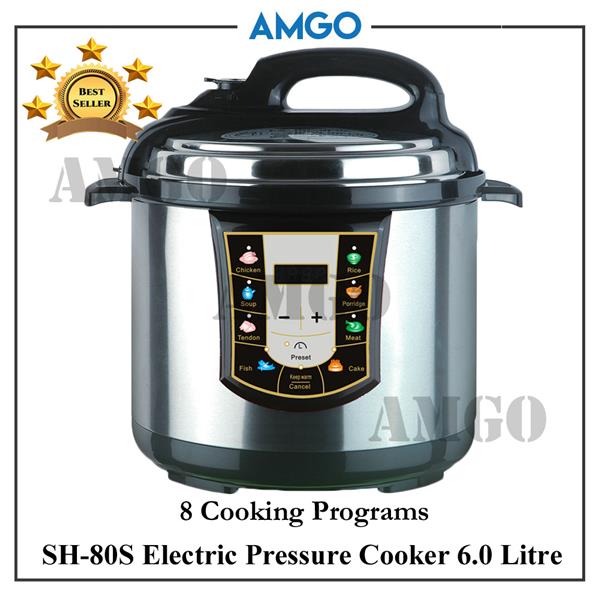 AMGO SH-80S Electric Pressure Cooker 6L [8 Cooking Programs](1000W)
