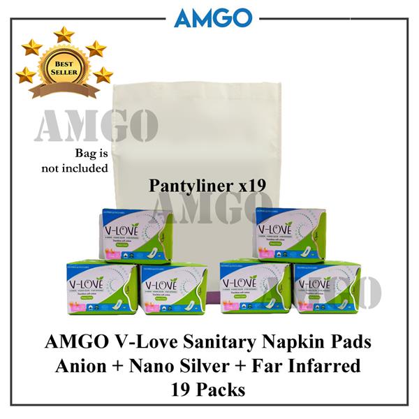 AMGO Stay Healthy FIR+Negative Anion Sanitary Napkin Pad(19 Pack-Night