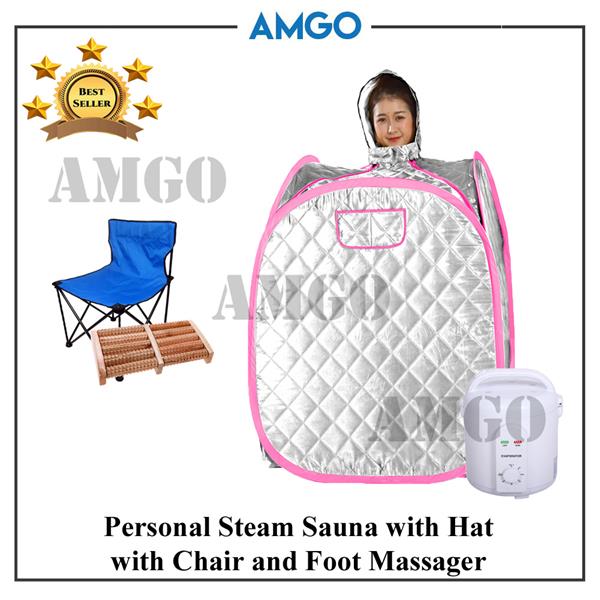AMGO Steam Sauna 9005 + Hat + Chair + Foot Massager