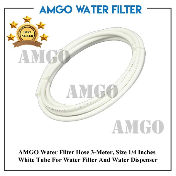 AMGO Water Dispenser, Filter Hose 3-Meter,Size 1/4 Inches White Tube