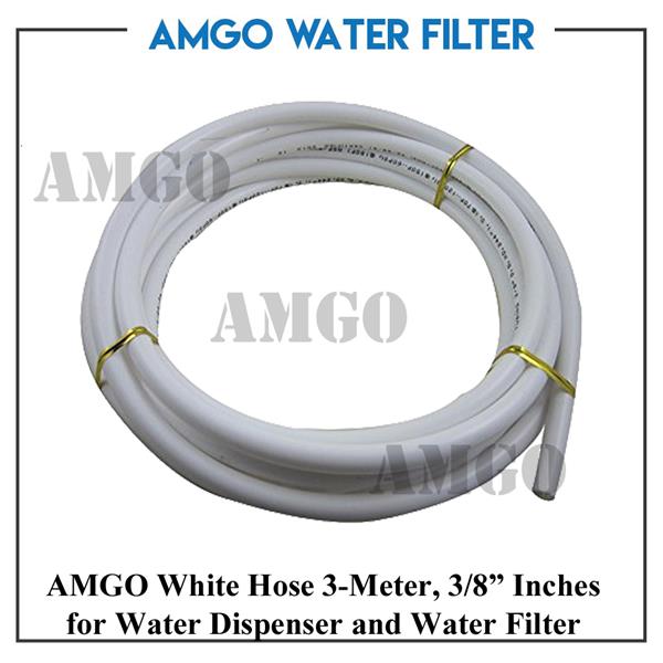 AMGO Water Filter, Dispenser Hose 3-Meter ,Size 3/8 Inches White Tube