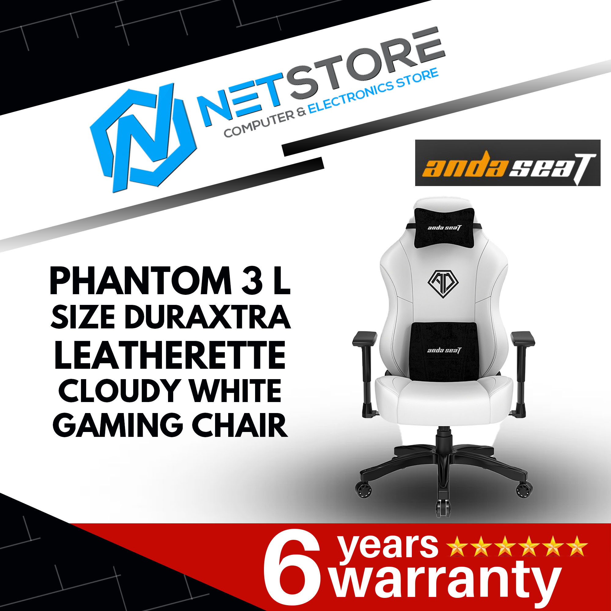 ANDA SEAT PHANTOM 3 L SIZE DURAXTRA LEATHERETTE - CLOUDY WHITE