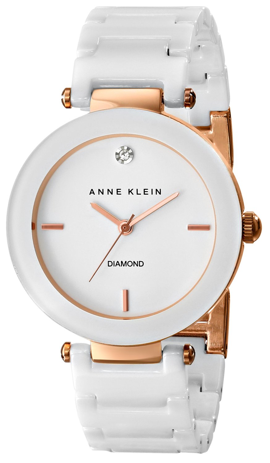 Anne Klein Women's AK-1018RGWT Crystal White Ceramic Watch | eBay