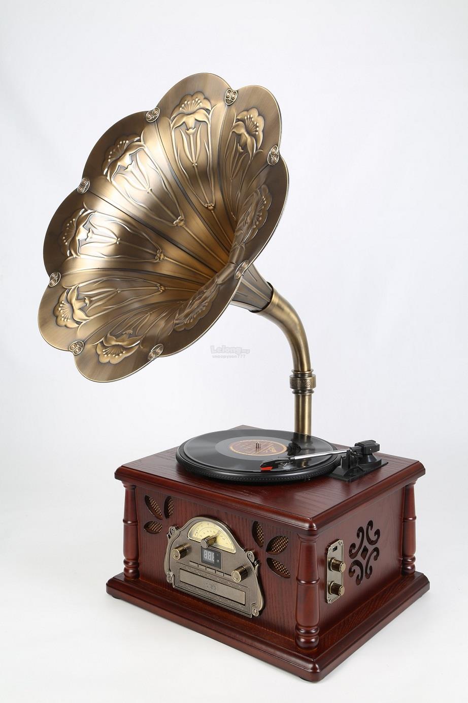 Gramophone wooden speaker