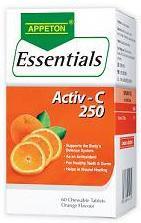 Appeton Vitamin C 250mg 60 tablets (Orange Flavor)