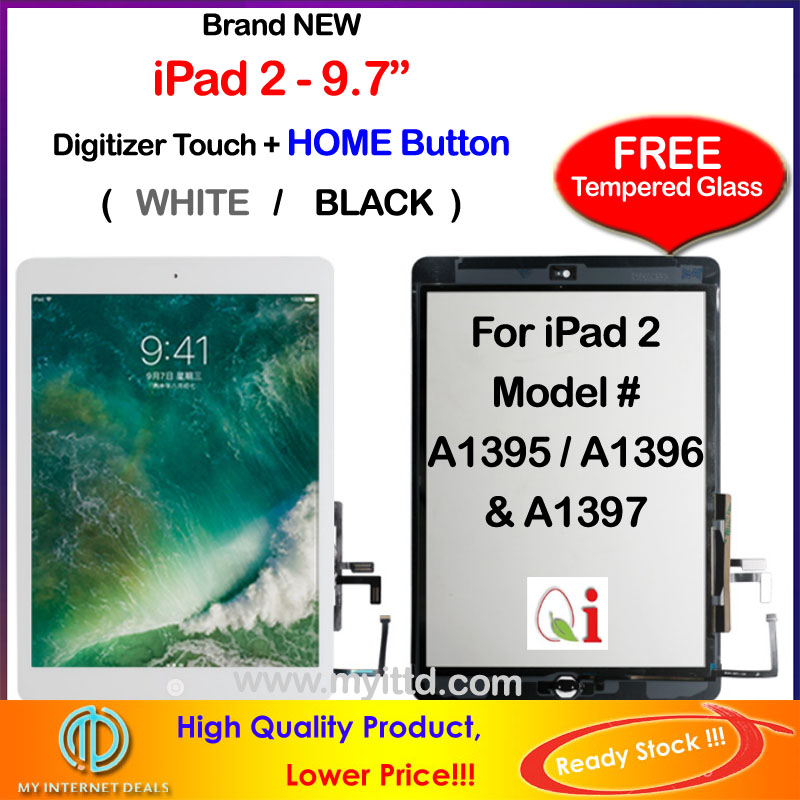 APPLE iPad 2 3 4 (9.7&#39;) Touch Screen Digitizer - FREE Tempered Glass