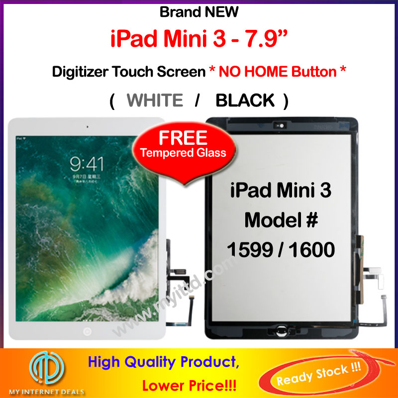 Apple iPad Mini 3 A1599 A1600 Touch Screen Digitizer + Tempered Glass