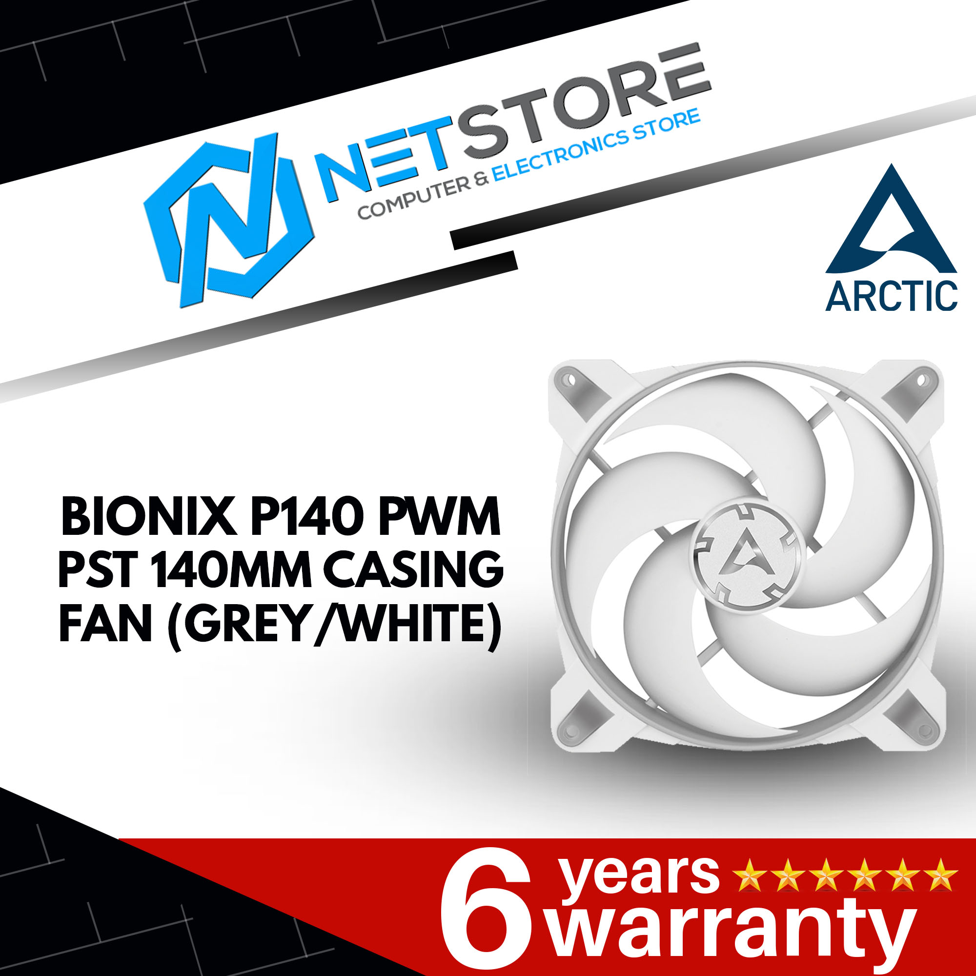 ARCTIC BIONIX P140 PWM PST 140MM CASING FAN (GREY/WHITE) - ACFAN00160A
