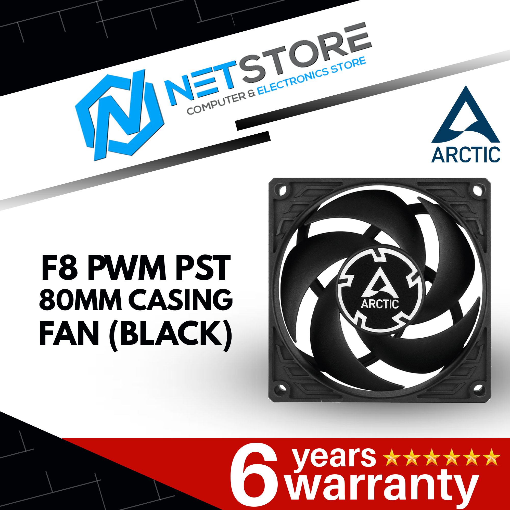 ARCTIC F8 PWM PST 80MM CASING FAN (BLACK) - ACFAN00150A