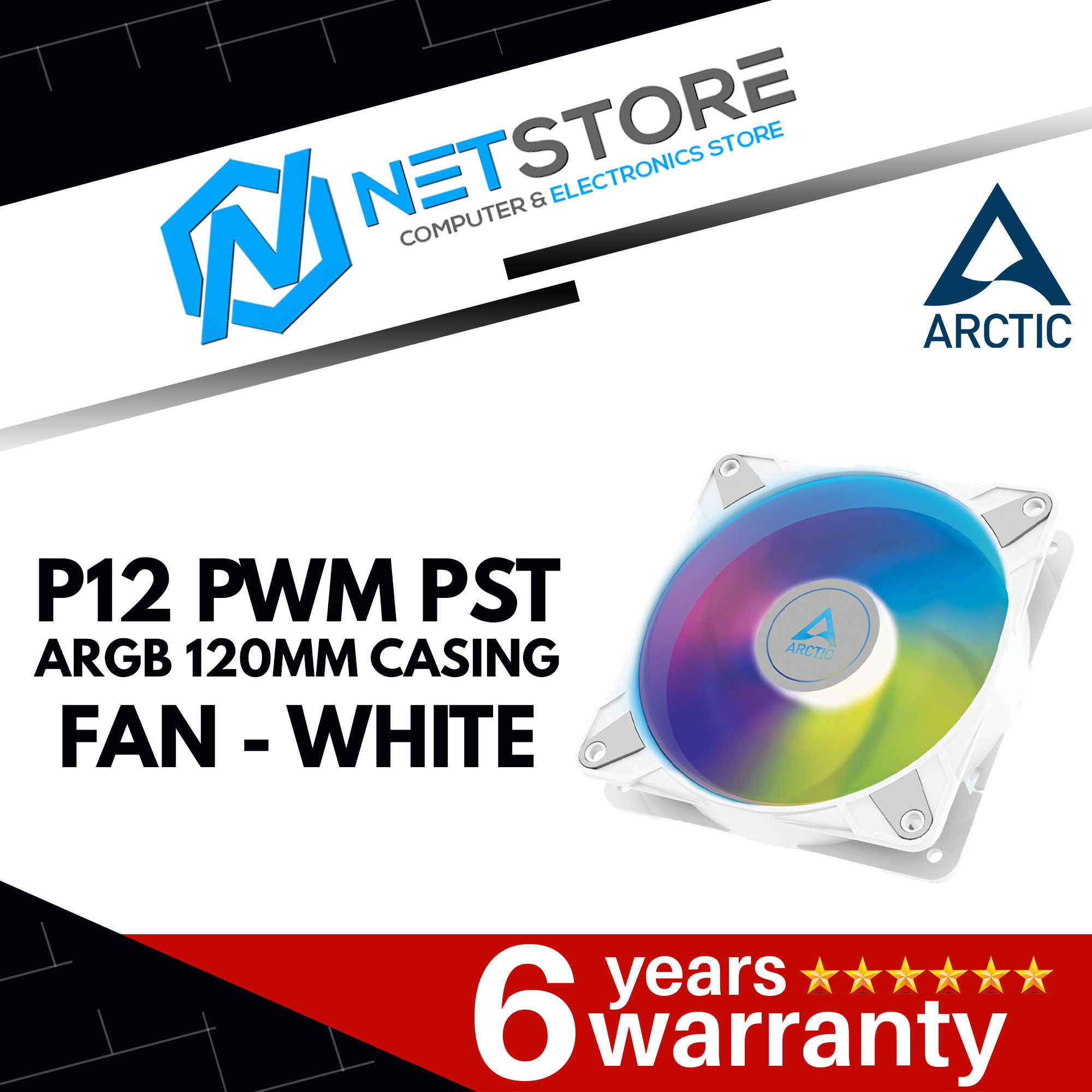 ARCTIC P12 PWM PST ARGB 120MM CASING FAN - WHITE - ACFAN00254A