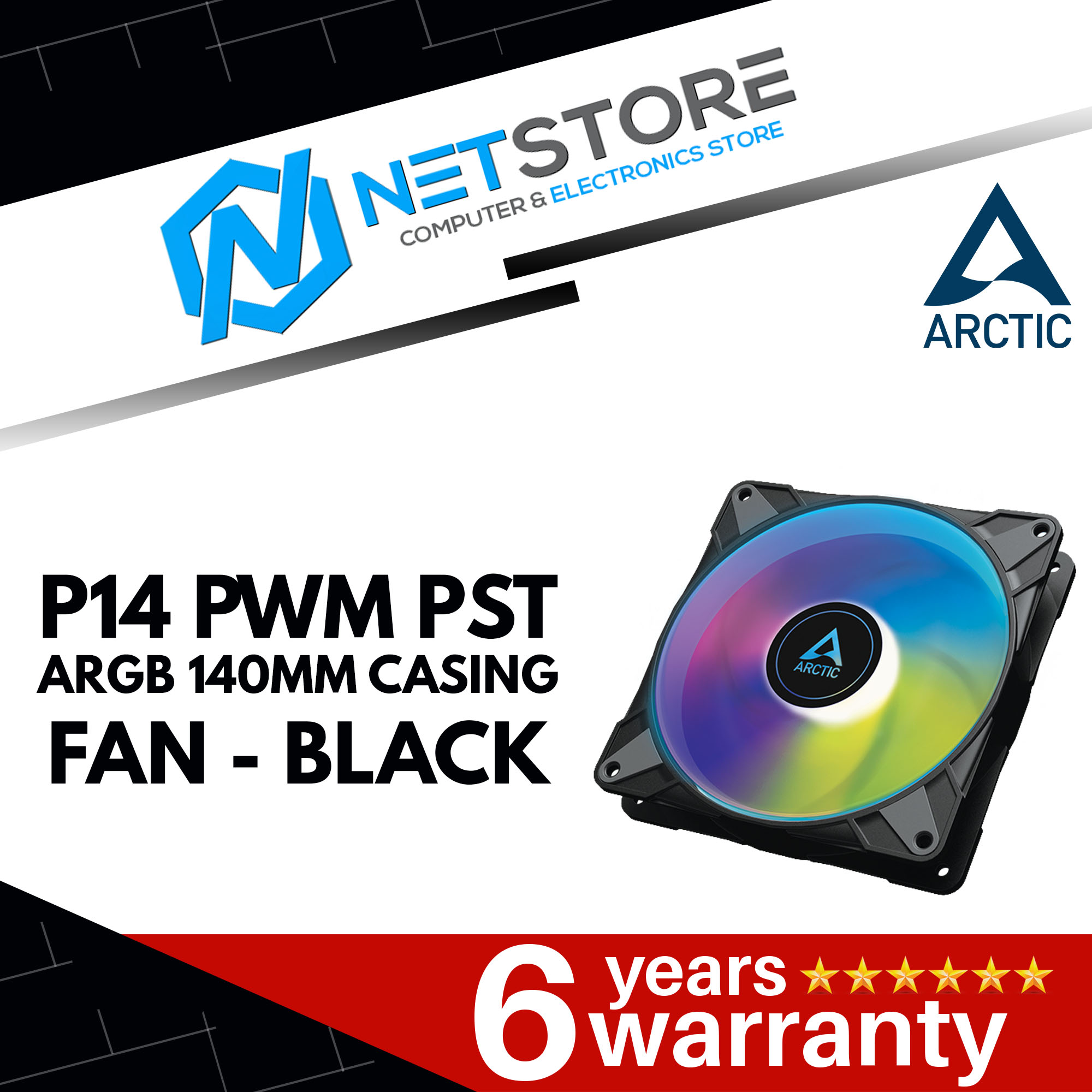ARCTIC P14 PWM PST ARGB 140MM CASING FAN - BLACK - ACFAN00239A