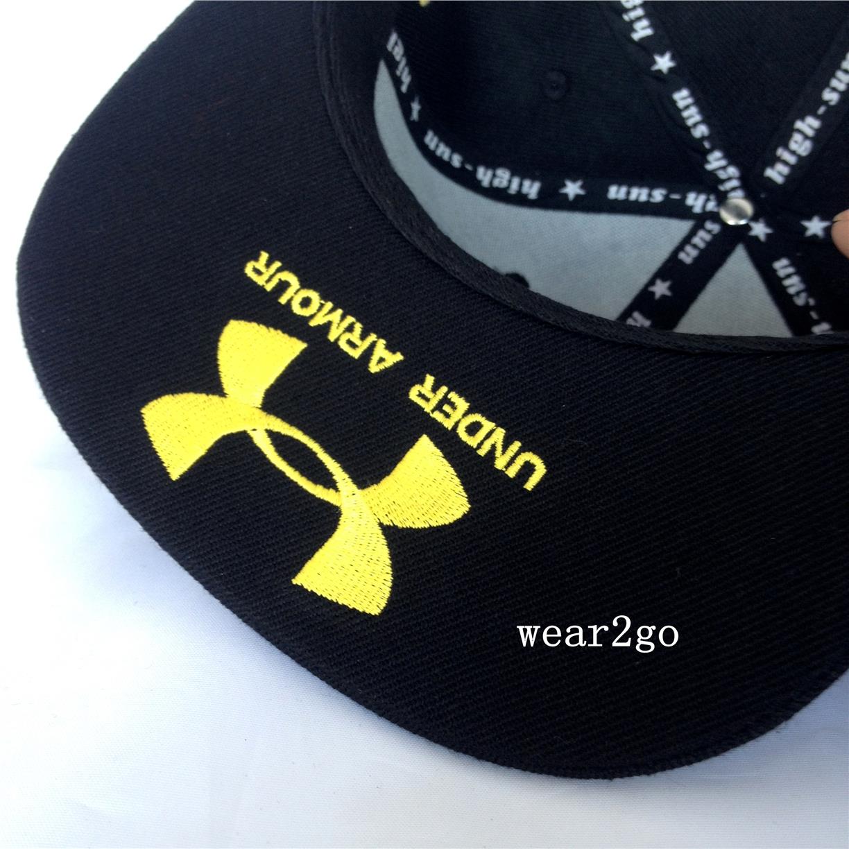 black and yellow under armour hat