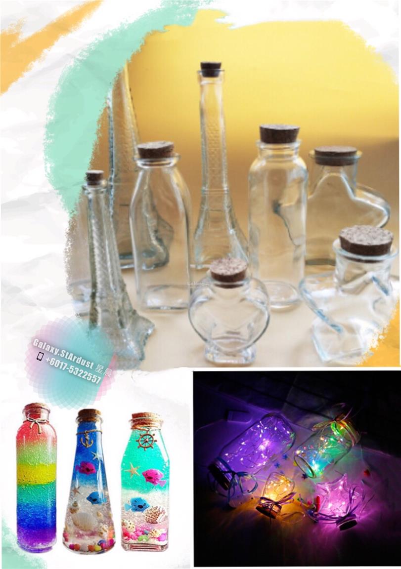 Art Craft Mini Glass Bottle Jar-Cork Keepsake Souvenir-Decor Glow Sand