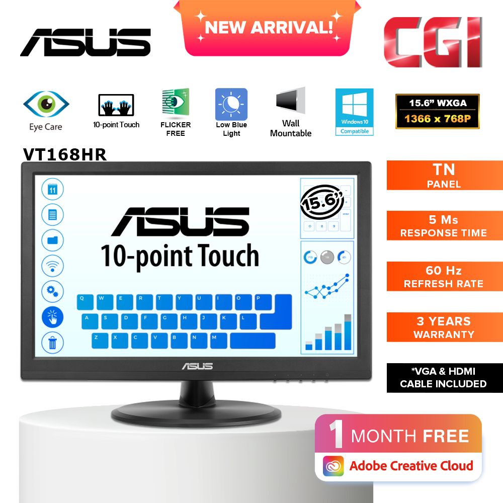 Asus 15.6&quot; VT168HR 10-Point Touch Eye Care Touchscreen Monitor