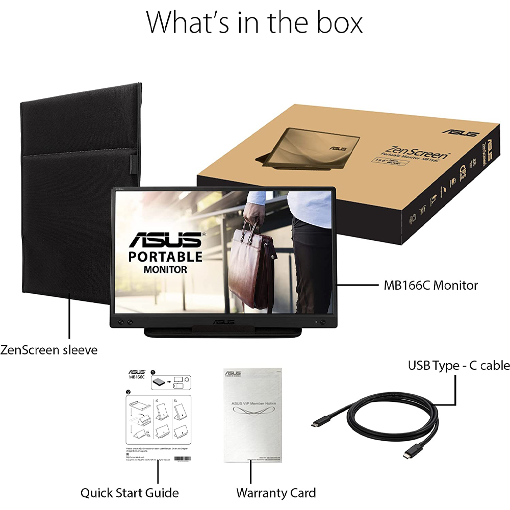 Asus 15.6&quot; Zenscreen MB166C IPS FHD 60Hz 5ms Type C Portable Monitor