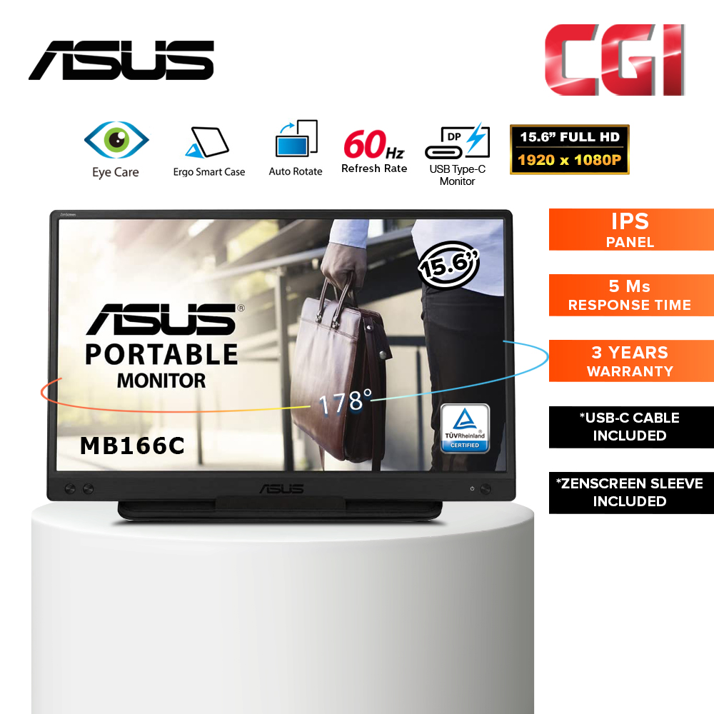 Asus 15.6&quot; Zenscreen MB166C IPS FHD 60Hz 5ms Type C Portable Monitor