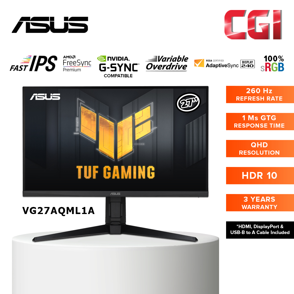Asus 27&quot; TUF Gaming VG27AQML1A Fast IPS s Ergonomic Gaming Monitor