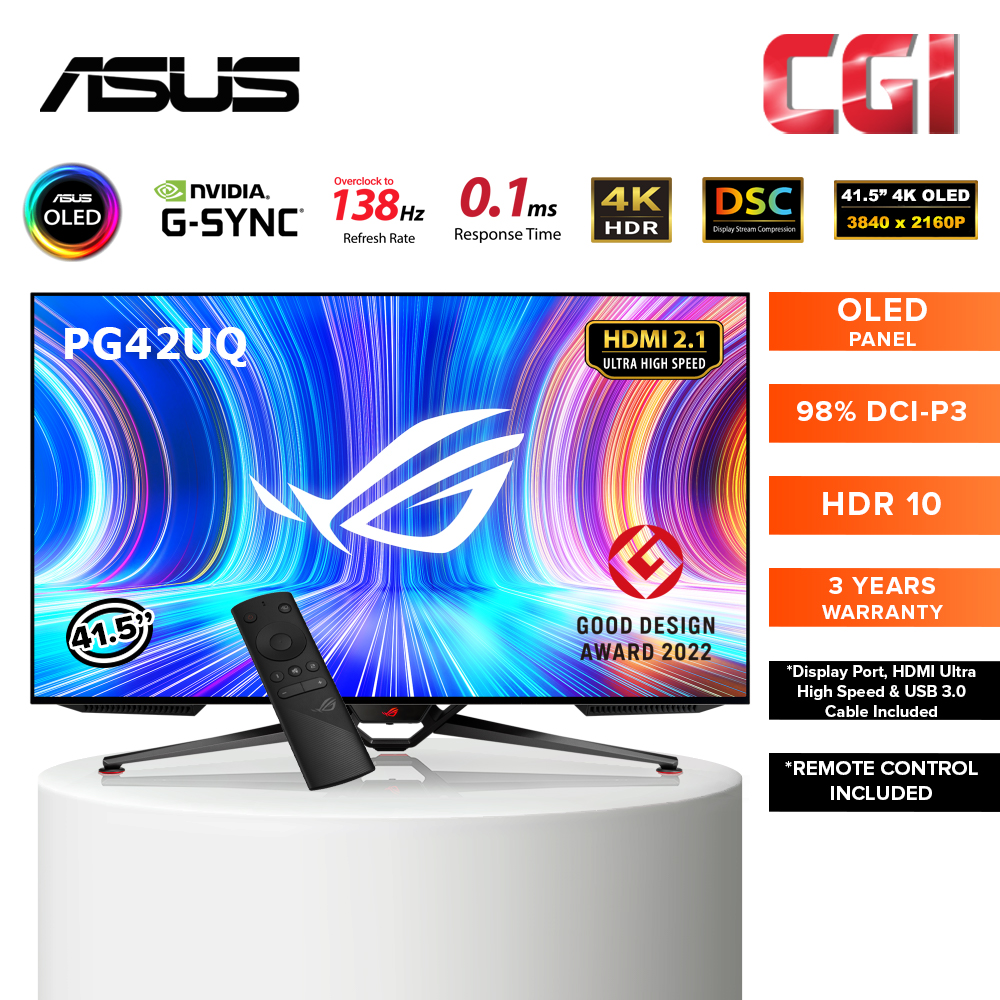 Asus 41.5&quot; PG42UQ ROG Swift DP 1.4 DSC HDMI 2.1 Gaming Monitor