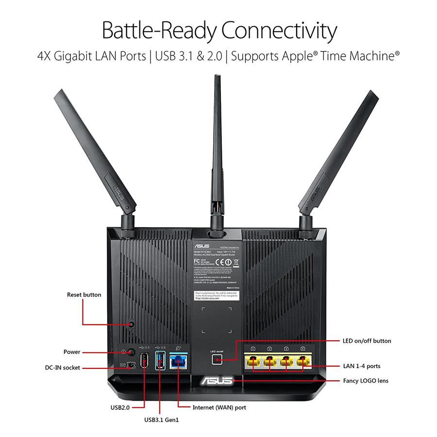 ASUS AC2900 Dual Band Gigabit WiFi Gaming Router - RT-AC86U
