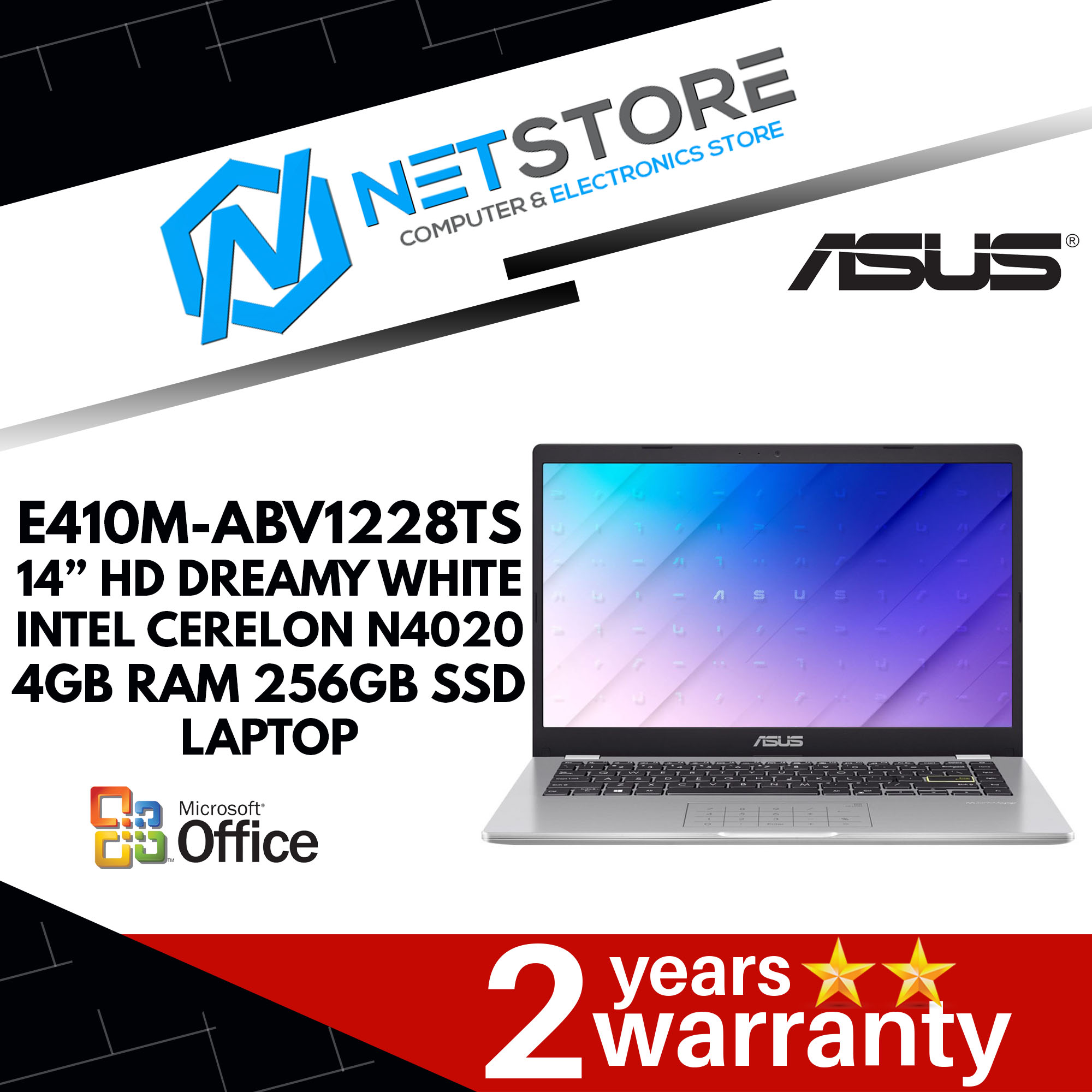 ASUS E410M-ABV1228TS 14&quot; HD | CERELON N4020 | 4GB RAM | 256 SSD