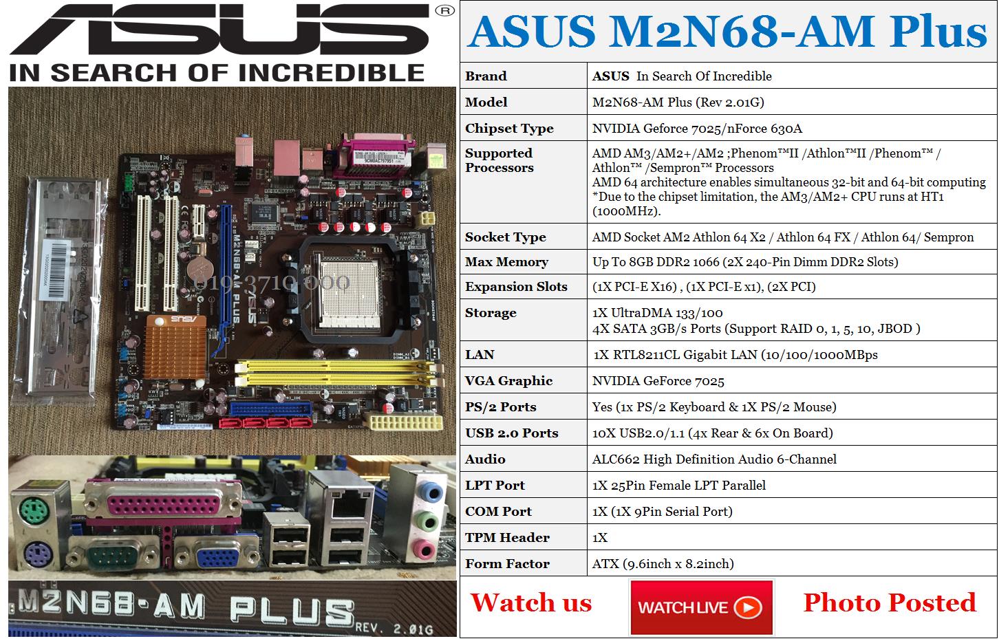 Am 1 2. Материнская плата ASUS m2n68 Plus. Материнская плата ASUS m2n68 Plus характеристики. ASUSTEK Computer Inc материнская плата m2n68 Plus. Материнская плата ASUS m2n68 Plus поддержка процессоров.