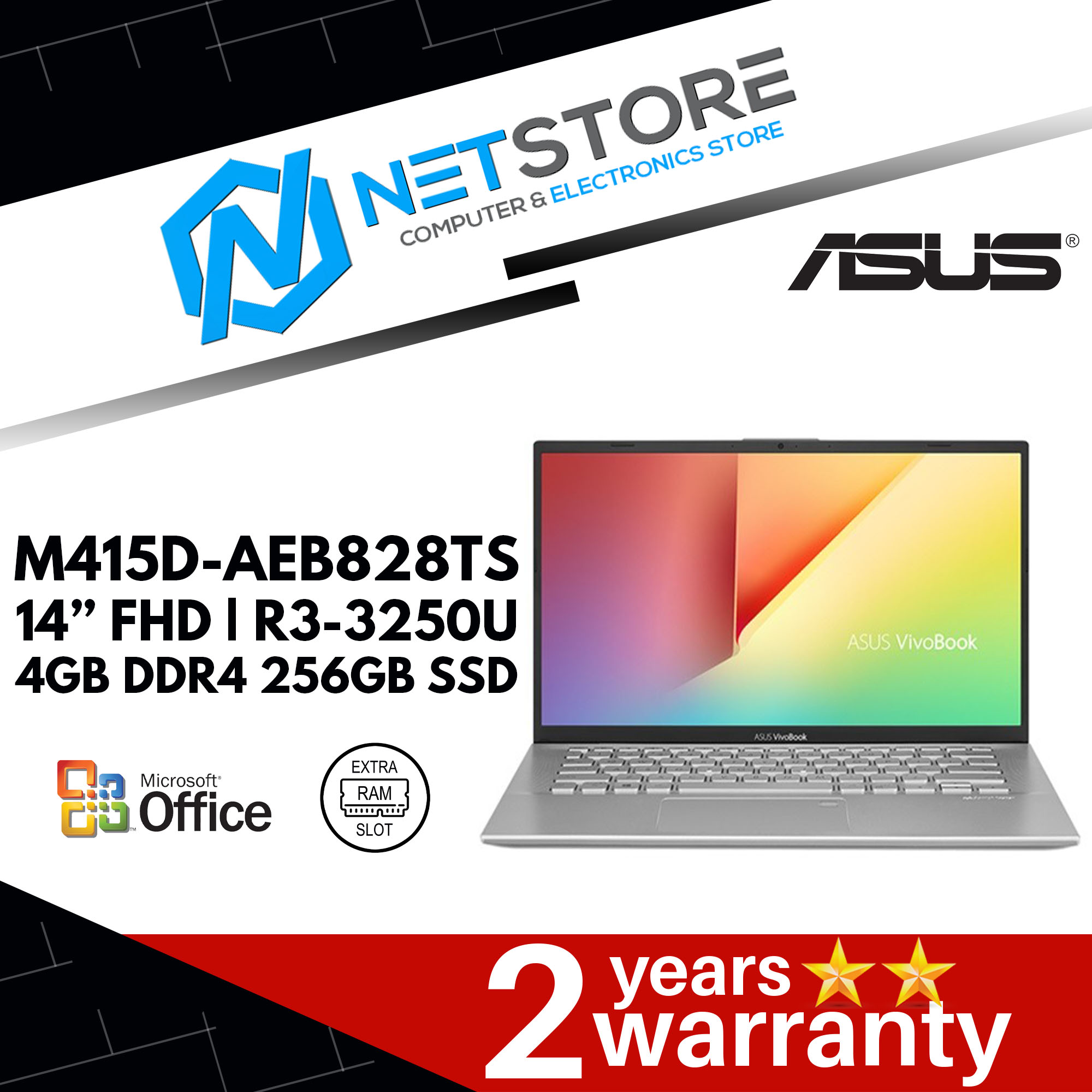 ASUS M415D-AEB828TS 14&#8221; FHD | R3-3250U | 4GB DDR4 | 256GB SSD