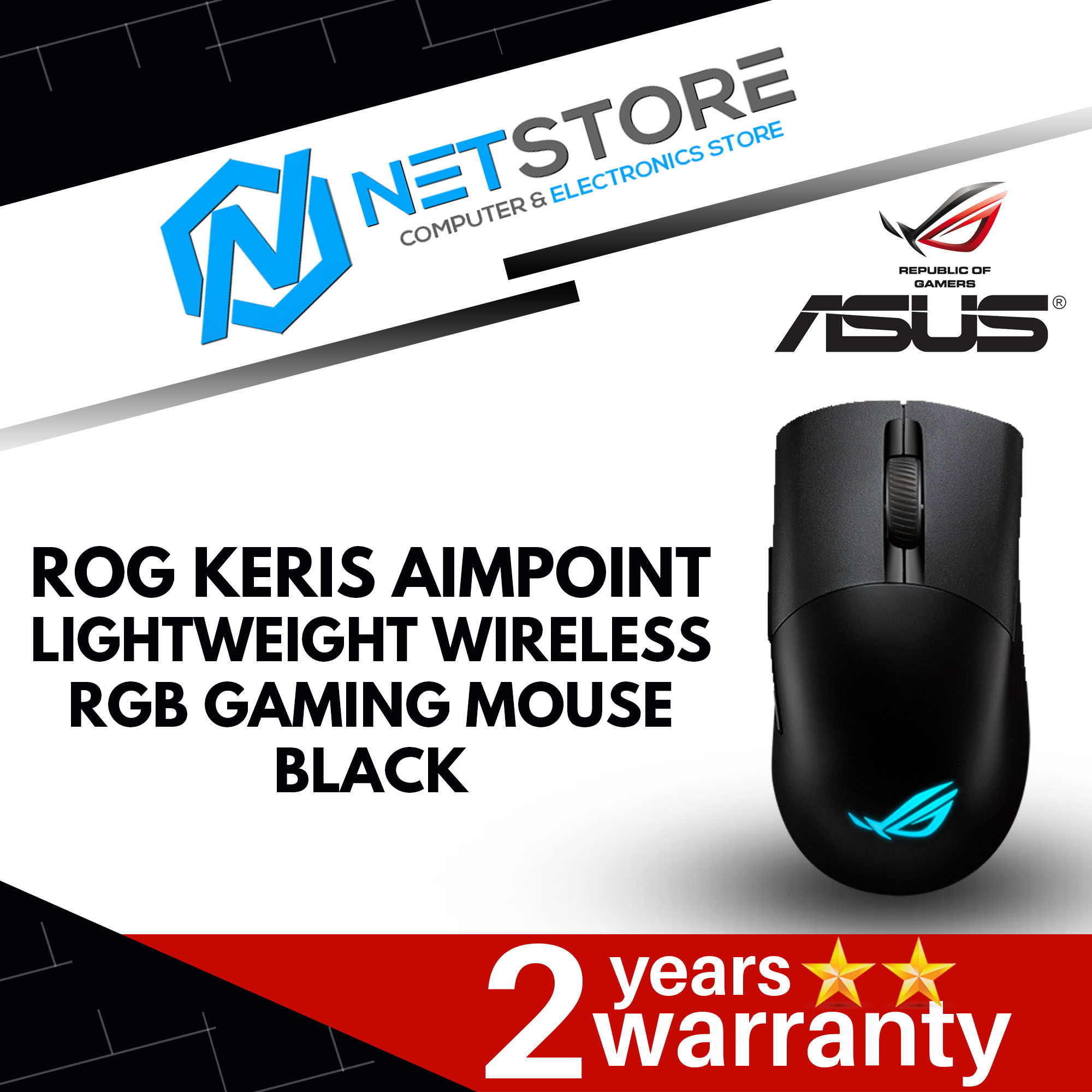 ASUS P709 ROG KERIS AIMPOINT WIRELESS RGB GAMING MOUSE - BLACK