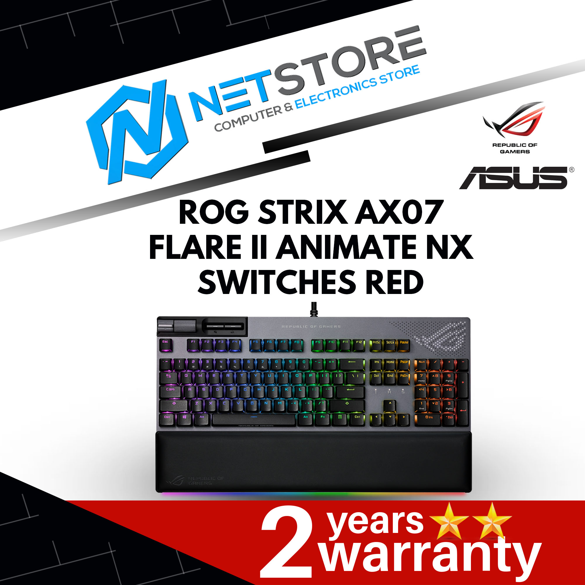 ASUS ROG STRIX AX07 FLARE II ANIMATE NX SWITCHES RED KEYBOARD