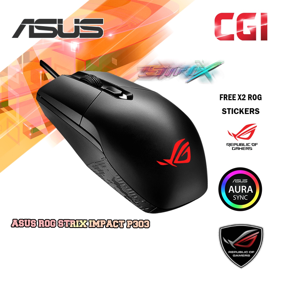 Asus ROG Strix Impact P303 Aura RGB USB Gaming Mouse (90MP00P0-B0UA00)