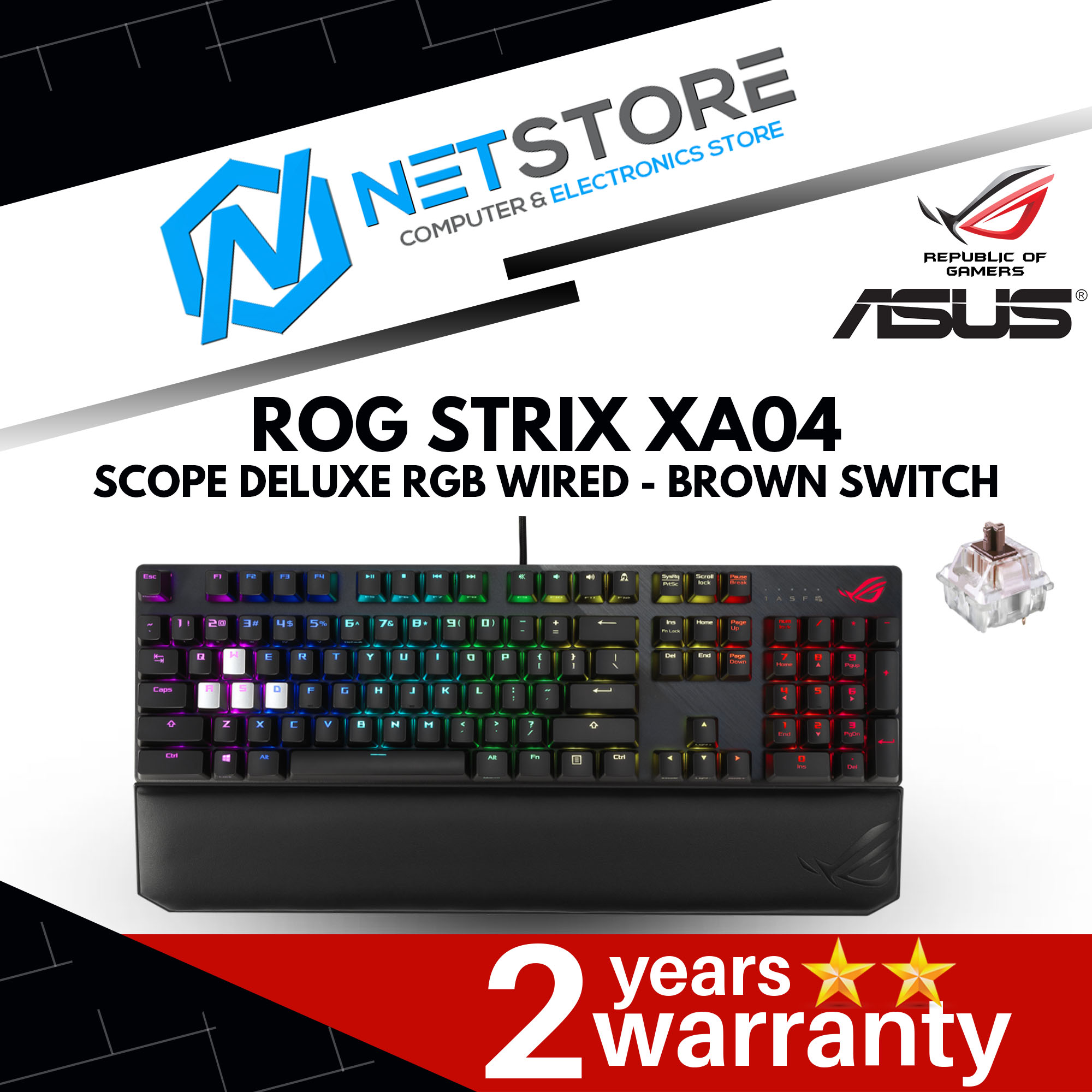 ASUS ROG STRIX XA04 SCOPE DELUXE RGB WIRED KEYBOARD (BROWN SWITCH)