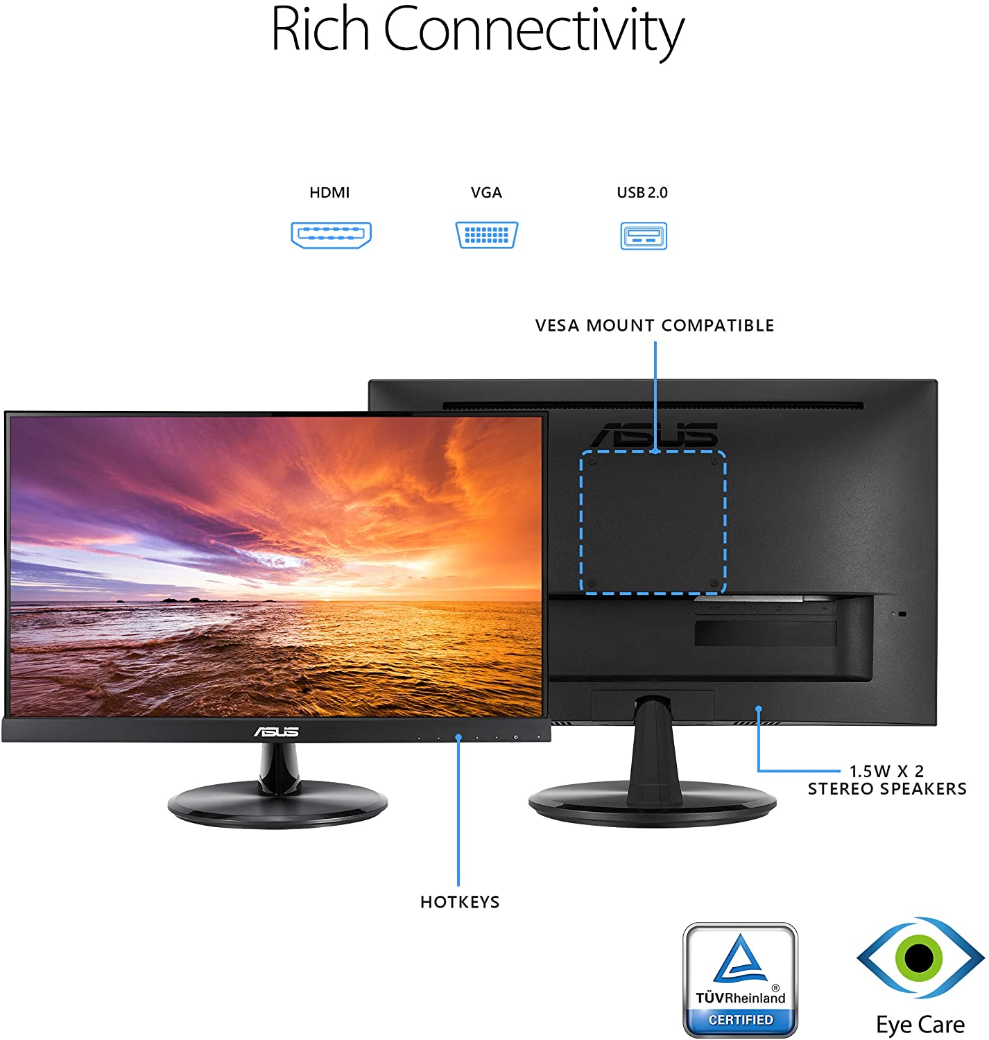 ASUS VT229H 21.5 FHD IPS (1920x1080) TOUCH MONITOR - 90LM0490-B0..