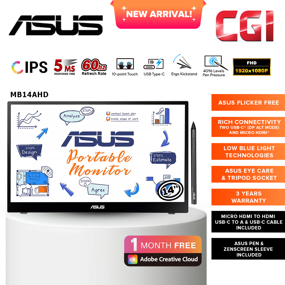 Asus Zenscreen Ink MB14AHD 14&quot; USB-C  With Asus Pen Portable Monitor