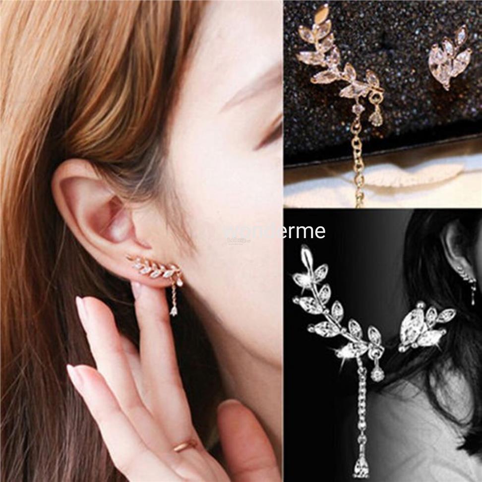 Asymmetric Leaf Ear Clip Chain Drop End 7 19 2018 4 15 Pm Asymmetric Leaf Ear Clip Chain Drop Dangle Cuff Stud Earrings