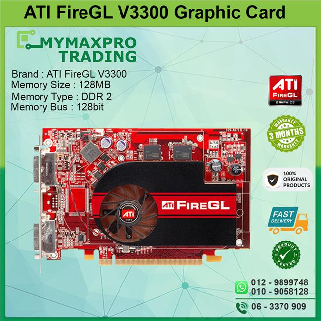 ATI FireGL V3300 128MB DDR2 128bit PCI-E Dual DVI Graphic Card
