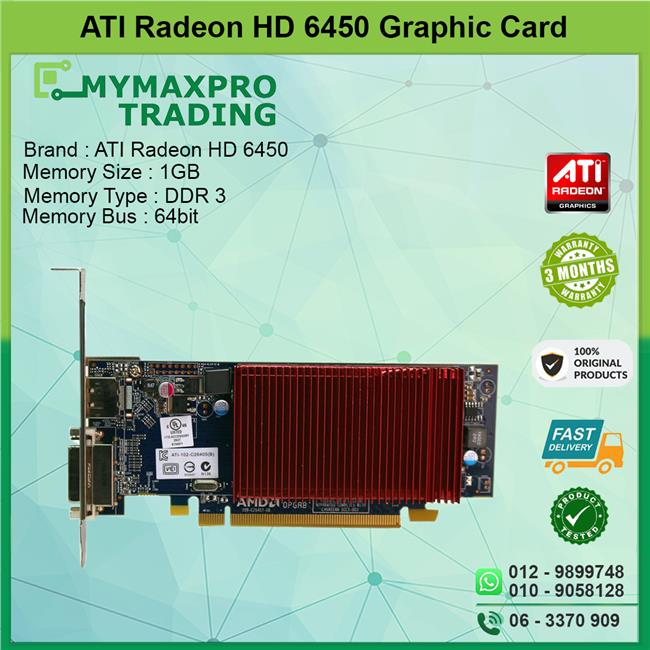 ATI Radeon HD6450 1GB DDR3 64bit PCI-E DVI Display Port Graphic Card