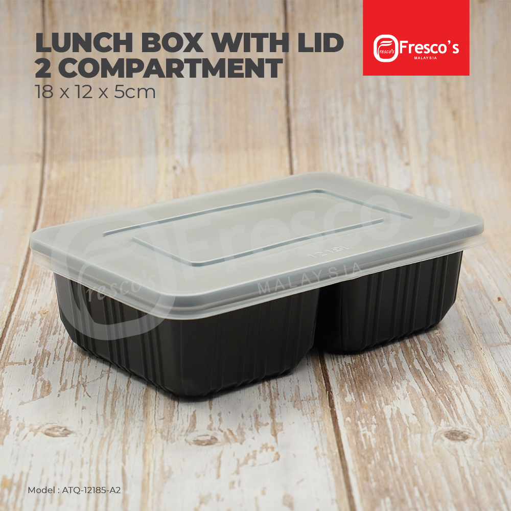 ATQ-12185 | 2 Compartment Lunch Box with Lid Plastic