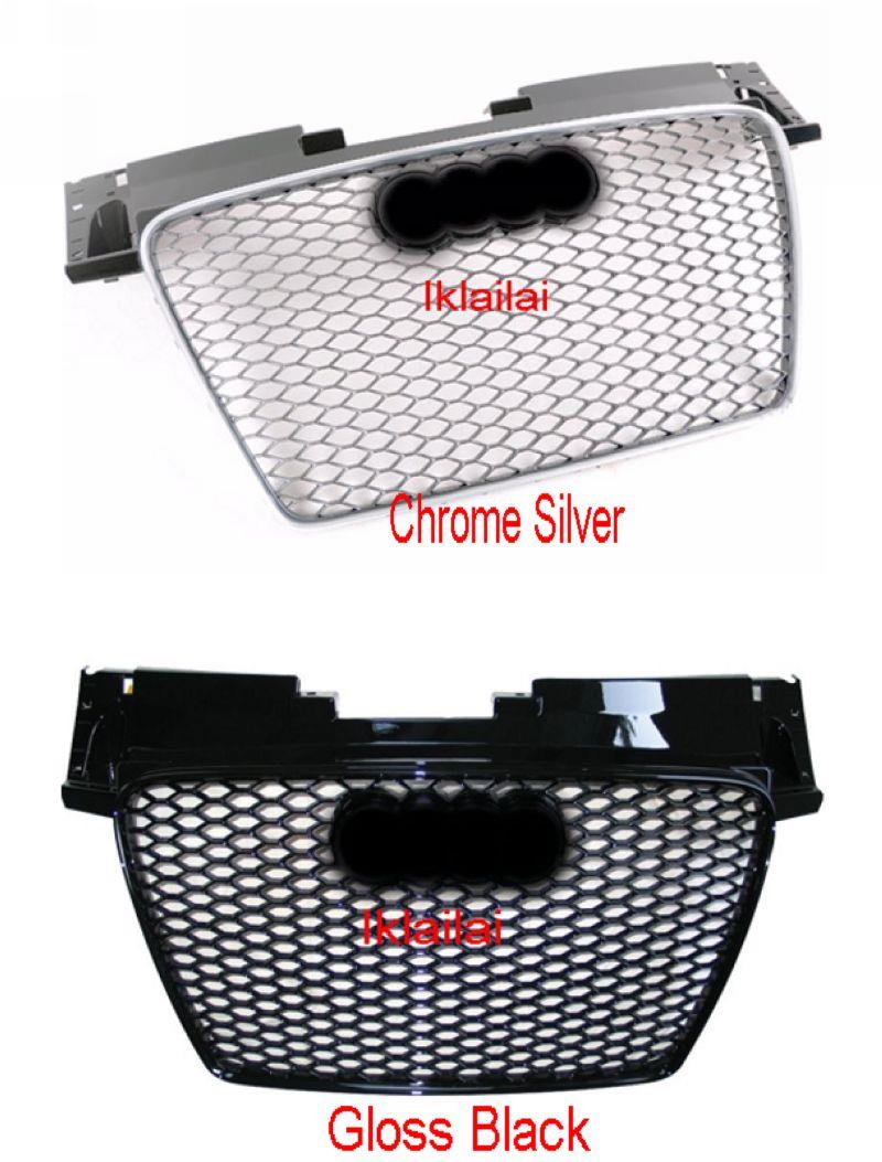 Audi TT MK2 '06-'13 Front Grille RS Style [Chrome-Silver /Gloss Black]