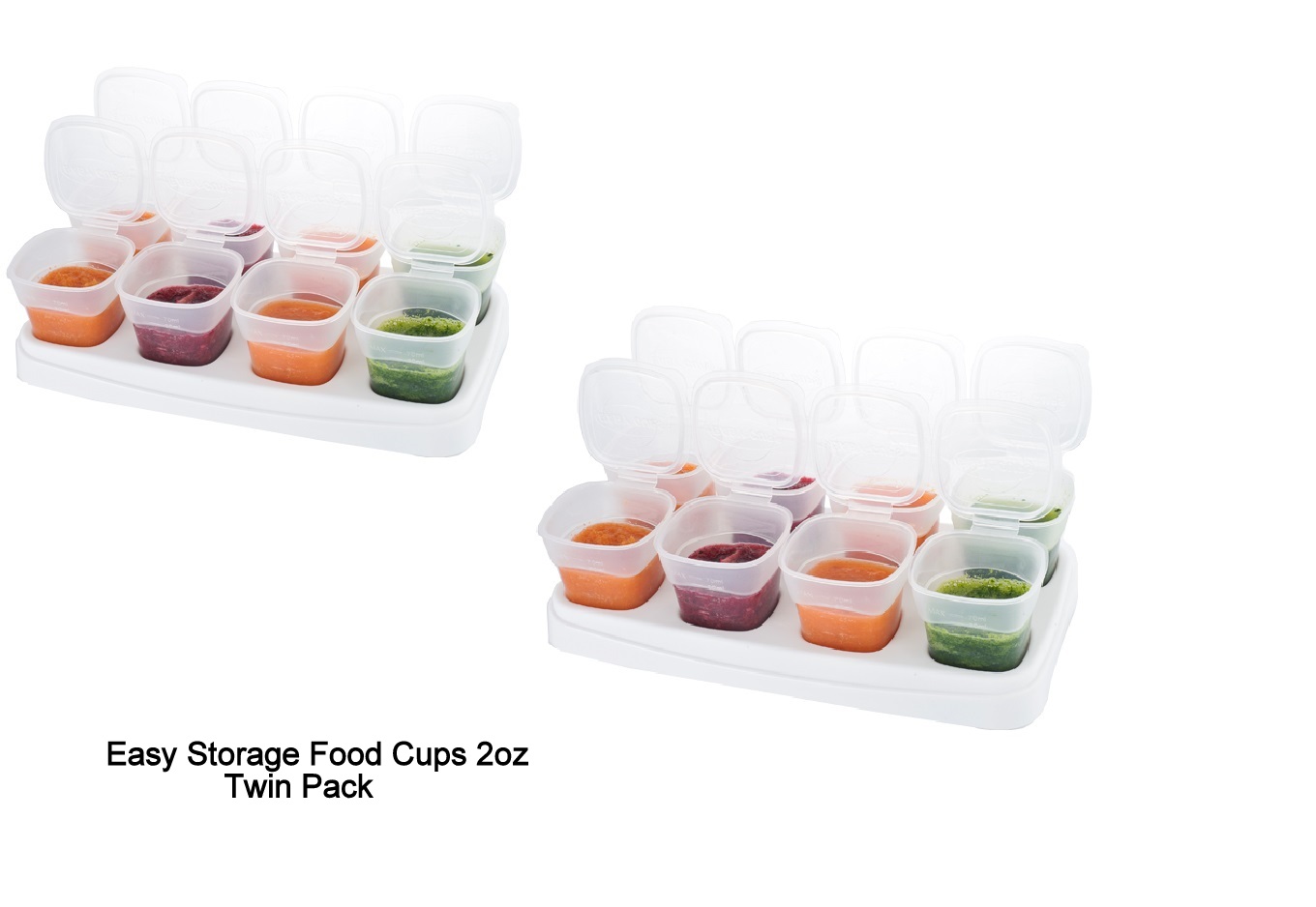 Autumnz Easy Baby Food Storage Cups 2oz White Twin Pack